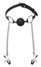 Load image into Gallery viewer, Silicone Ball Gag w/Nipple Clamps
